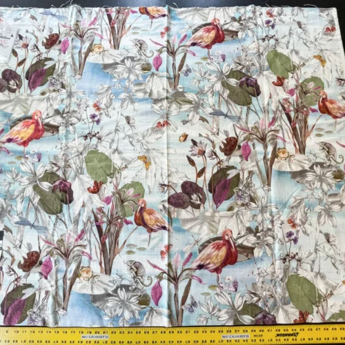 IMG_5367 Scalamandre La Gola Delta Wild Water Bird Flamingo Florida Marsh Linen print- 1.2 Yard