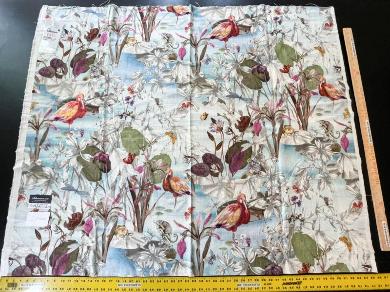 IMG_5367 Scalamandre La Gola Delta Wild Water Bird Flamingo Florida Marsh Linen print- 1.2 Yard