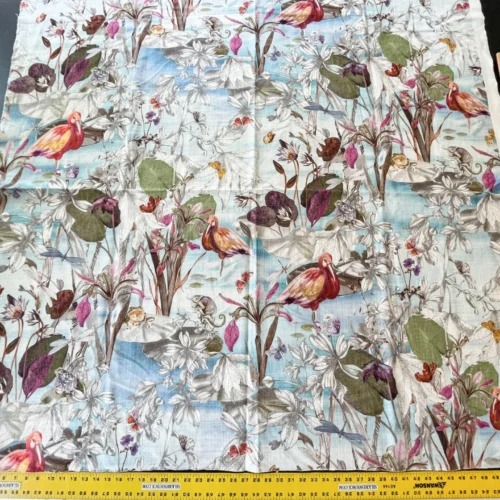 IMG_5371 3 Scalamandre La Gola Delta Wild Water Bird Flamingo Florida Marsh Linen print- 1.25 Yard
