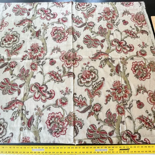 IMG_5375 Scalamandre Padma Linen Crimson Floral Tree Print Italy - 1.2y