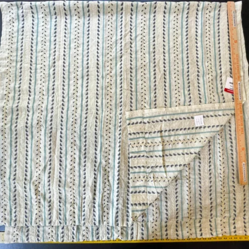 IMG_5468 6 Berkbox54 2.4 yard Scalamandre Senwick Stripe Blue Cream Linen Embroidery MSRP USD 398/Y