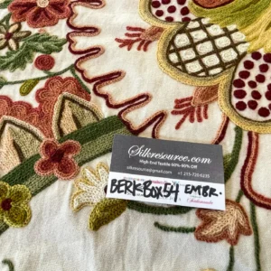 IMG_5485 10 Berkbox54  27x27" Scalamandre Square Floral Red and Green Crewel Embroidery Magnificent Lalita  MSRP USD494/Y