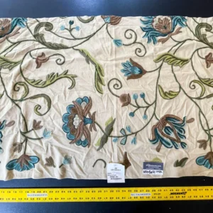 12 Berkbox54 1y Scalamandre Pandya Bluejay & Taupe Wool Embroidery On 100% Cotton