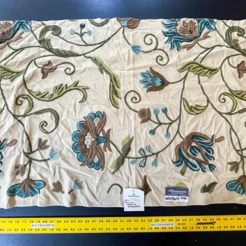 IMG_5492 12 Berkbox54 1y Scalamandre Pandya Bluejay & Taupe Wool Embroidery On 100% Cotton