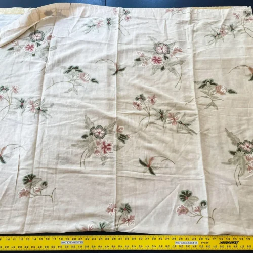 IMG_5512 16 Berkbox54 2.4 yard x59" wide Scalamandre Karikal Blush/Sage Cotton Linen Crewel Embroidery Flora Crewel