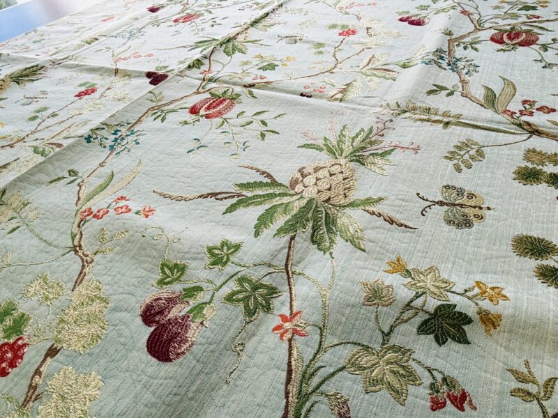 IMG_8873 25 Berkbox52 2.4yds Scalamandre Colony La Perouse Multi on Ivory Pomegranate eggplant pineapple Fruits Floral Tree Foliage MSRP USD 578/Y