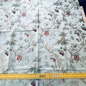 IMG_8874 25 Berkbox52 2.4yds Scalamandre Colony La Perouse Multi on Ivory Pomegranate eggplant pineapple Fruits Floral Tree Foliage MSRP USD 578/Y