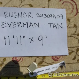 Stark EVERMAN TAN Silk Wool Hand Knotted Rug Delicate Climing Rose Flower Pink Red 11'11"X9' MSRP USD 11,000