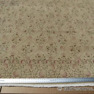 Stark EVERMAN TAN Silk Wool Hand Knotted Rug Delicate Climing Rose Flower Pink Red 11'11"X9' MSRP USD 11,000