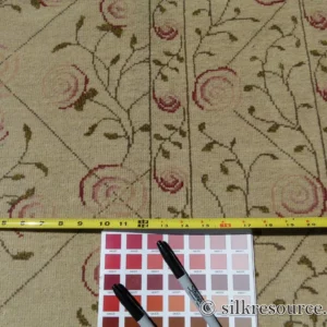 Stark EVERMAN TAN Silk Wool Hand Knotted Rug Delicate Climing Rose Flower Pink Red 11'11"X9' MSRP USD 11,000