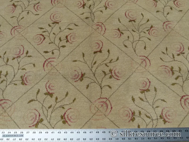 Stark EVERMAN TAN Silk Wool Hand Knotted Rug Delicate Climing Rose Flower Pink Red 11'11"X9' MSRP USD 11,000