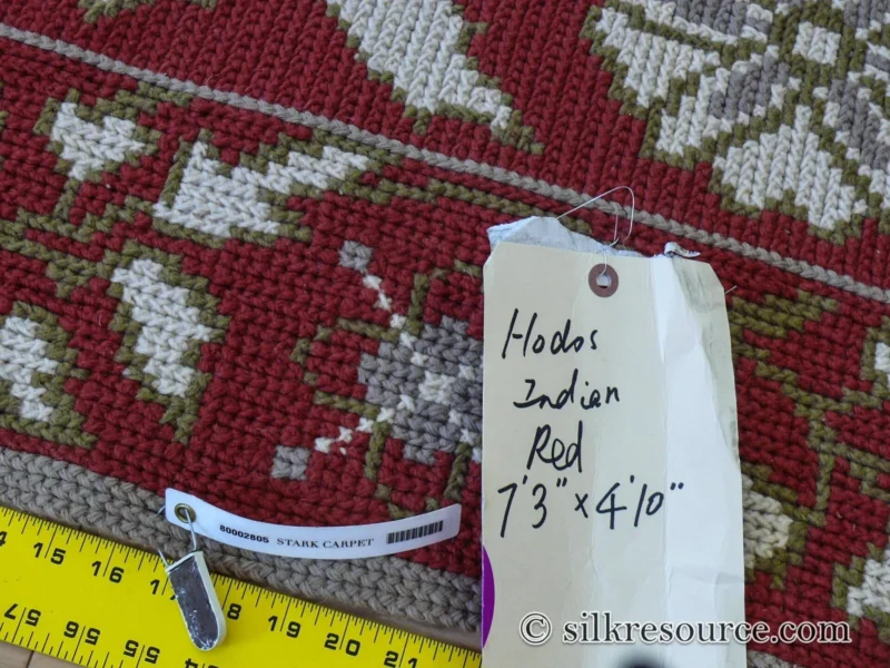 P1670185 Stark Hodos Indian Red Rug 100% Wool Flat Weave Red Beige/Cream Bronze Rose Tulip Lily Floral MSRP 1800