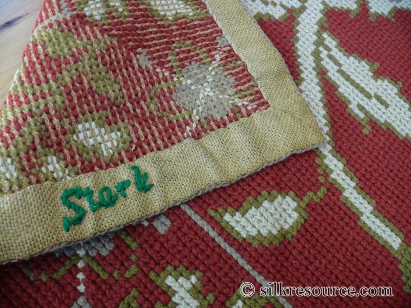 P1670186 Stark Hodos Indian Red Rug 100% Wool Flat Weave Red Beige/Cream Bronze Rose Tulip Lily Floral MSRP 1800