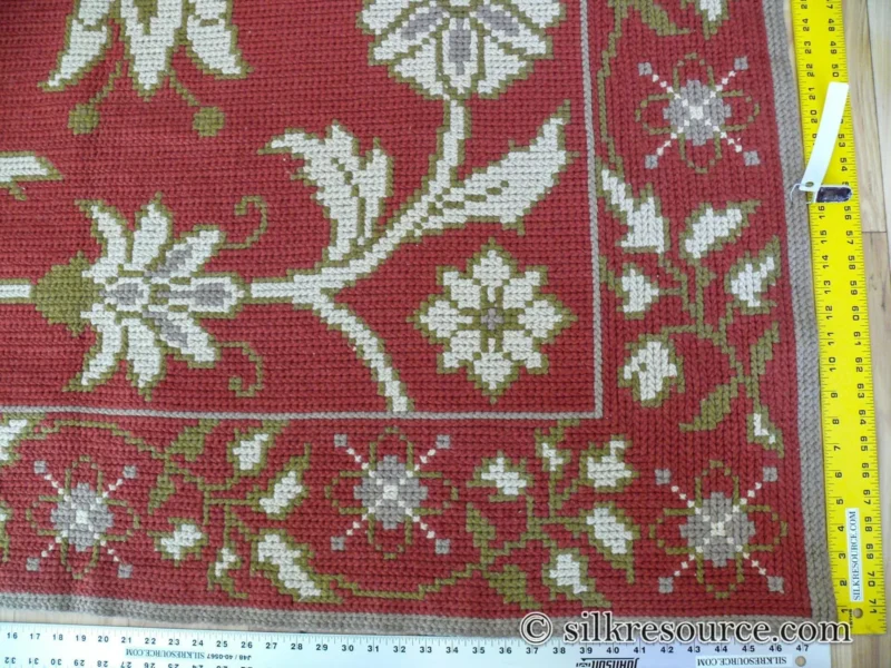 P1670191 Stark Hodos Indian Red Rug 100% Wool Flat Weave Red Beige/Cream Bronze Rose Tulip Lily Floral MSRP 1800