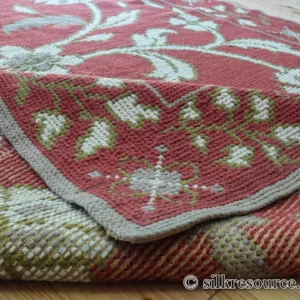 P1670193 Stark Hodos Indian Red Rug 100% Wool Flat Weave Red Beige/Cream Bronze Rose Tulip Lily Floral MSRP 1800