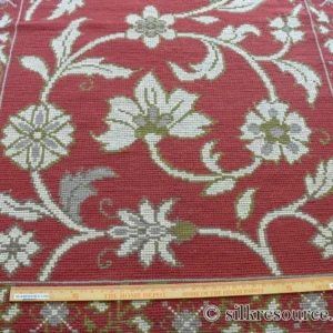 P1670195 Stark Hodos Indian Red Rug 100% Wool Flat Weave Red Beige/Cream Bronze Rose Tulip Lily Floral MSRP 1800