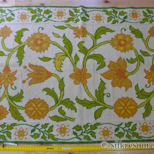 P1670196 Goldenrod 7'3"x4'10" Rug, Orange Gold Green Tulips, Sunflowers - MSRP 1400