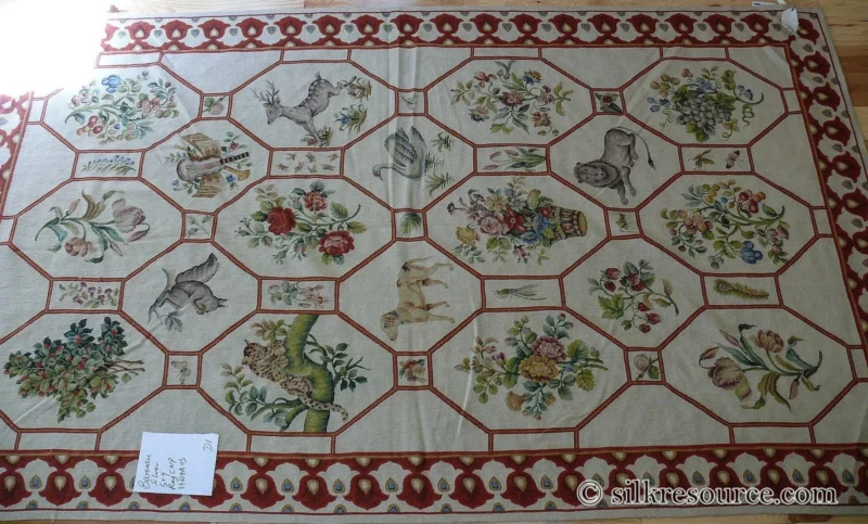 P1670210 Stark BARENTU SILVER  Diamond Barratta Collection Leopard Deer Bird Flora Zoology 100% Wool 5x9' MSRP USD2300