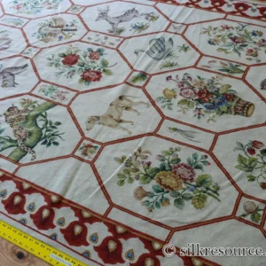 P1670211 Stark BARENTU SILVER  Diamond Barratta Collection Leopard Deer Bird Flora Zoology 100% Wool 5x9' MSRP USD2300
