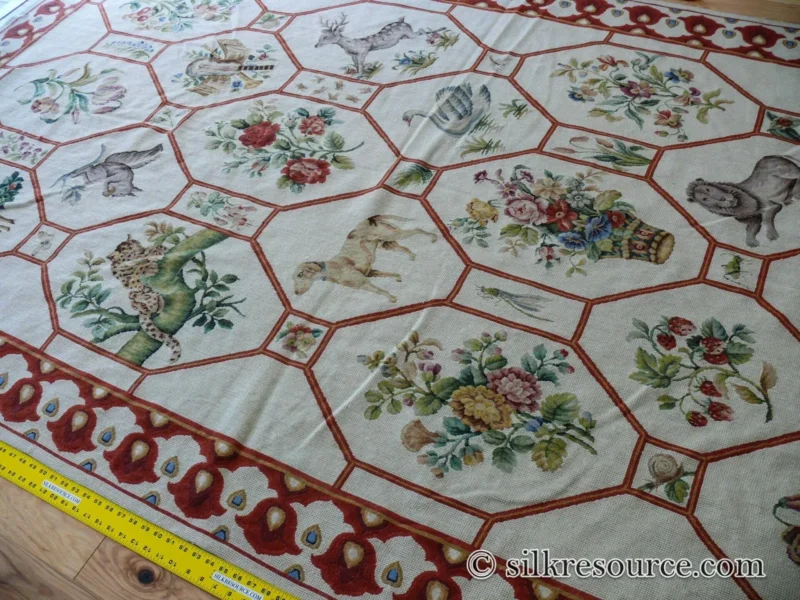 P1670211 Stark BARENTU SILVER  Diamond Barratta Collection Leopard Deer Bird Flora Zoology 100% Wool 5x9' MSRP USD2300