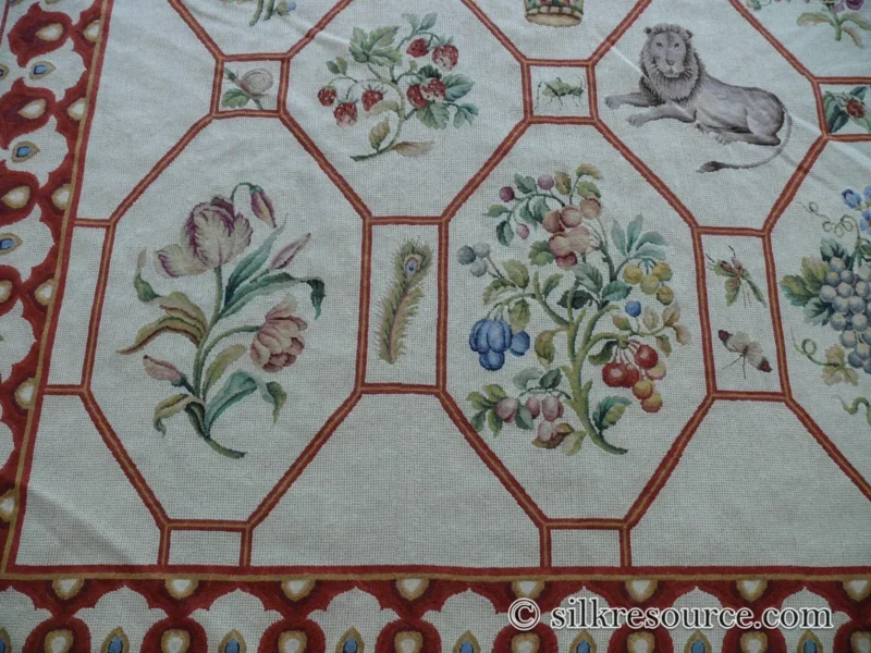 P1670212 Stark BARENTU SILVER  Diamond Barratta Collection Leopard Deer Bird Flora Zoology 100% Wool 5x9' MSRP USD2300