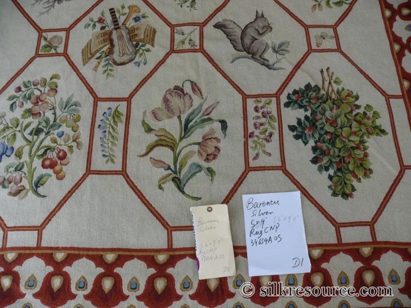 P1670213 Stark BARENTU SILVER  Diamond Barratta Collection Leopard Deer Bird Flora Zoology 100% Wool 5x9' MSRP USD2300