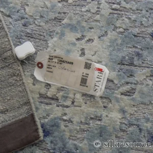 P1670227 Stark Cedartown Light Slate Grey Modern Blue Grey Rug Medallion Hand Knotted - 100% Silk - 9x12' MSRP USD16250