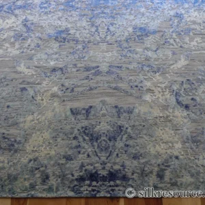 P1670228 Stark Cedartown Light Slate Grey Modern Blue Grey Rug Medallion Hand Knotted - 100% Silk - 9x12' MSRP USD16250