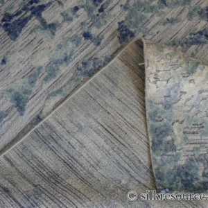 P1670229 Stark Cedartown Light Slate Grey Modern Blue Grey Rug Medallion Hand Knotted - 100% Silk - 9x12' MSRP USD16250