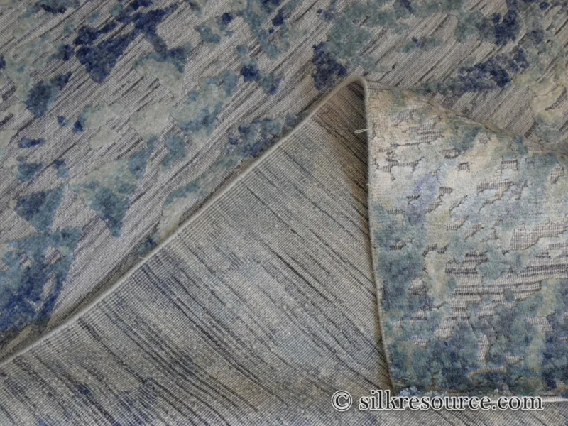 P1670229 Stark Cedartown Light Slate Grey Modern Blue Grey Rug Medallion Hand Knotted - 100% Silk - 9x12' MSRP USD16250