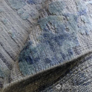 P1670231 Stark Cedartown Light Slate Grey Modern Blue Grey Rug Medallion Hand Knotted - 100% Silk - 9x12' MSRP USD16250