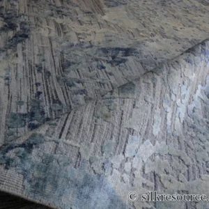 P1670232 Stark Cedartown Light Slate Grey Modern Blue Grey Rug Medallion Hand Knotted - 100% Silk - 9x12' MSRP USD16250