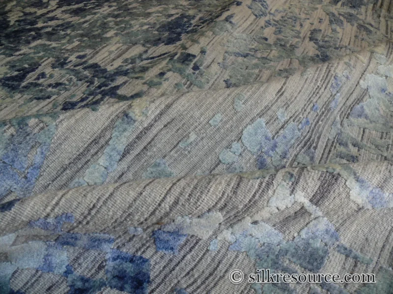 P1670234 Stark Cedartown Light Slate Grey Modern Blue Grey Rug Medallion Hand Knotted - 100% Silk - 9x12' MSRP USD16250