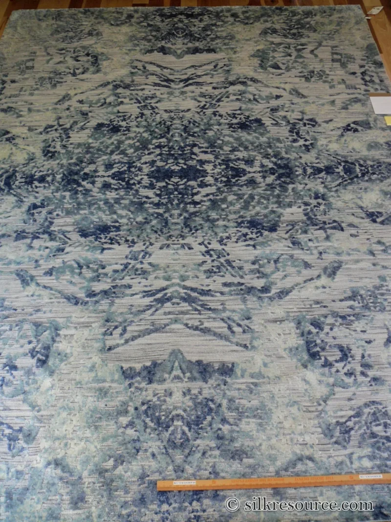 P1670235 Stark Cedartown Light Slate Grey Modern Blue Grey Rug Medallion Hand Knotted - 100% Silk - 9x12' MSRP USD16250