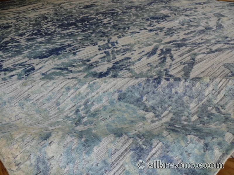 P1670239 Stark Cedartown Light Slate Grey Modern Blue Grey Rug Medallion Hand Knotted - 100% Silk - 9x12' MSRP USD16250