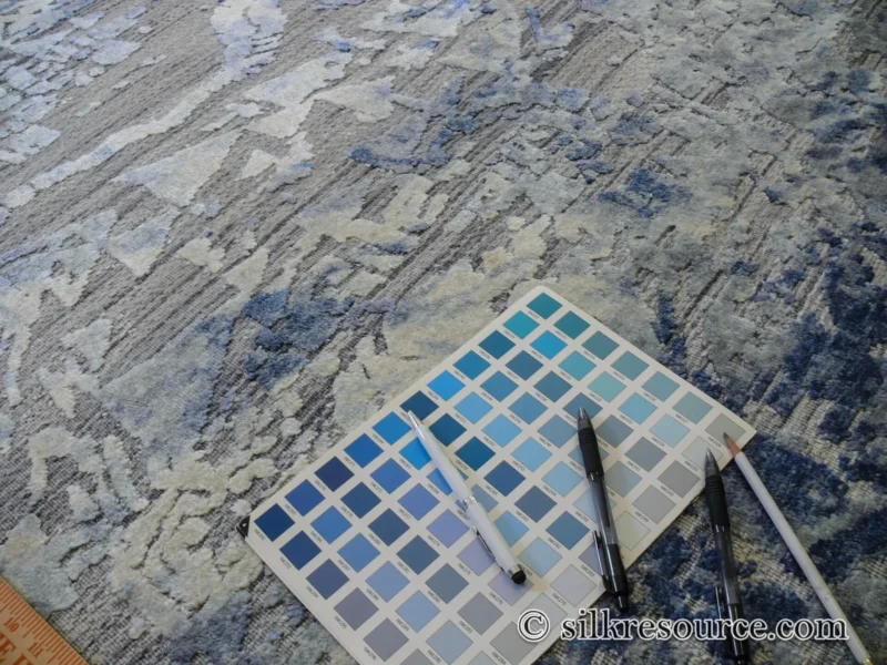 P1670241 Stark Cedartown Light Slate Grey Modern Blue Grey Rug Medallion Hand Knotted - 100% Silk - 9x12' MSRP USD16250