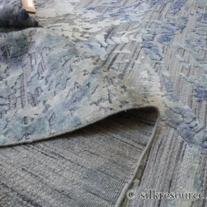 P1670243 Stark Cedartown Light Slate Grey Modern Blue Grey Rug Medallion Hand Knotted - 100% Silk - 9x12' MSRP USD16250