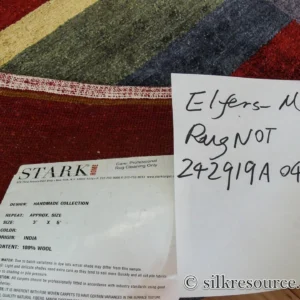 P1670244 Stark Elfers Maroon Stripe 100% Silk Rug 4x6' Red Gold Black Stripe MSRP 00