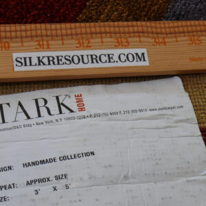 P1670247 Stark Elfers Maroon Stripe 100% Silk Rug 4x6' Red Gold Black Stripe MSRP 00
