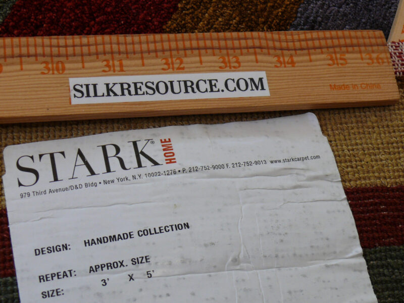 P1670247 Stark Elfers Maroon Stripe 100% Silk Rug 4x6' Red Gold Black Stripe MSRP 00