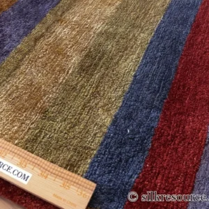 P1670248 Stark Elfers Maroon Stripe 100% Silk Rug 4x6' Red Gold Black Stripe MSRP 00