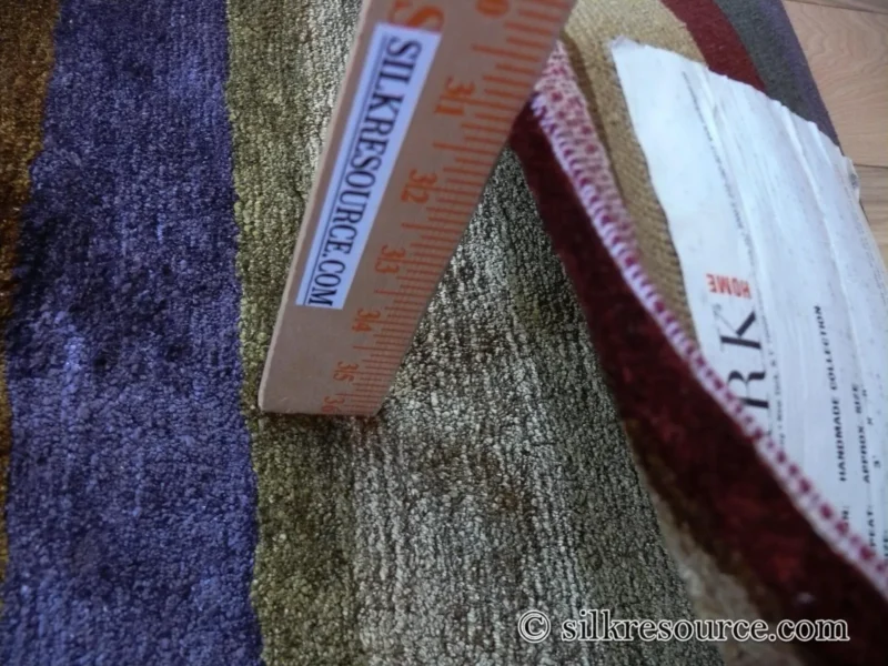 P1670249 Stark Elfers Maroon Stripe 100% Silk Rug 4x6' Red Gold Black Stripe MSRP 00