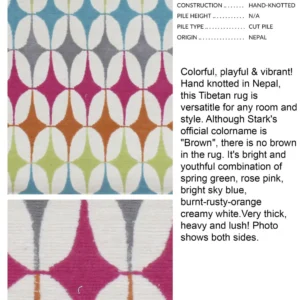 DELPHOS - BROWN - NOCOLOR - SCALAMANDRÉ Stark DELPHOS BROWN Modern Wool Silk Hand Knotted Colorful Egg Green Pink Blue Cream 6x9' MSRP USD 12,000