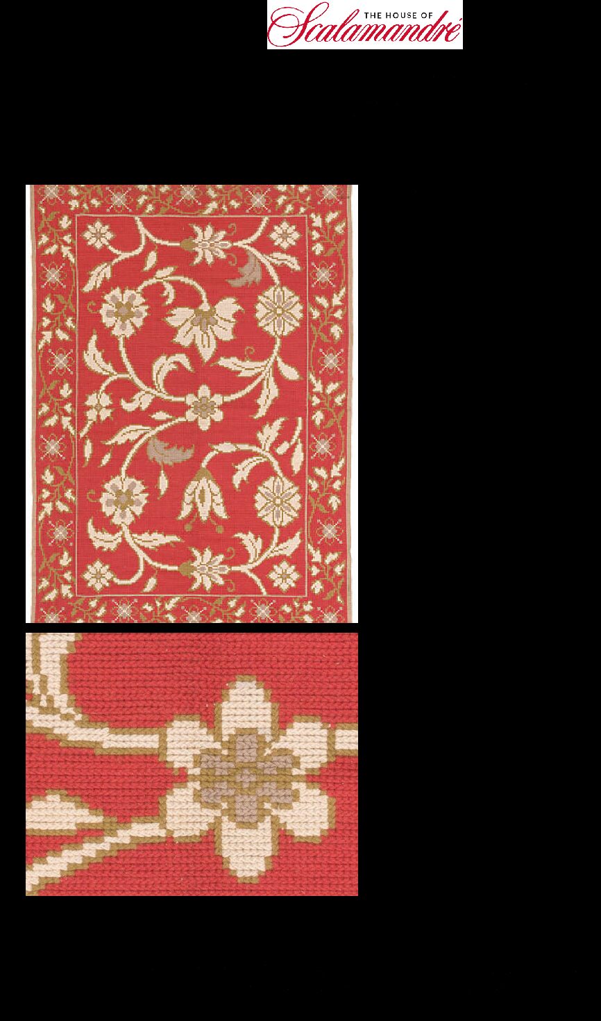 RUGPNP_30078-A05 Stark Hodos Indian Red Rug 100% Wool Flat Weave Red Beige/Cream Bronze Rose Tulip Lily Floral MSRP 1800