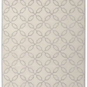 RUG_LINS294658B Stark BRET HARTE White Lattice Diamond Linen Handmade Transitional Mid Century Rug 6x9' MSRP USD 3175