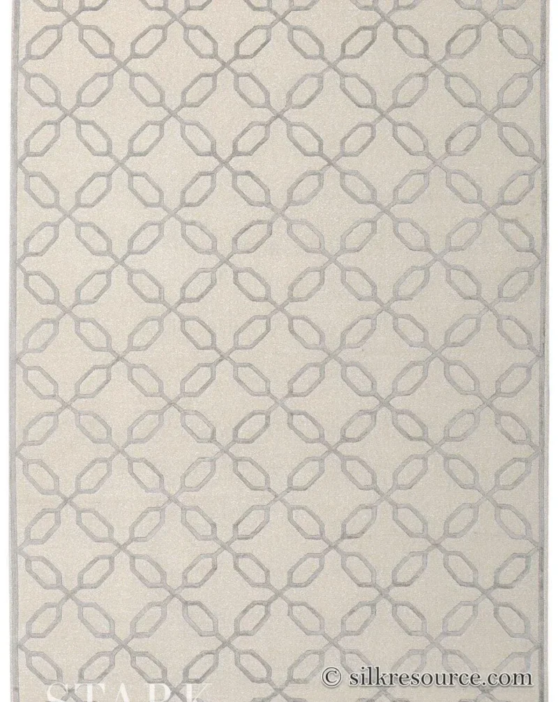 RUG_LINS294658B Stark BRET HARTE White Lattice Diamond Linen Handmade Transitional Mid Century Rug 6x9' MSRP USD 3175