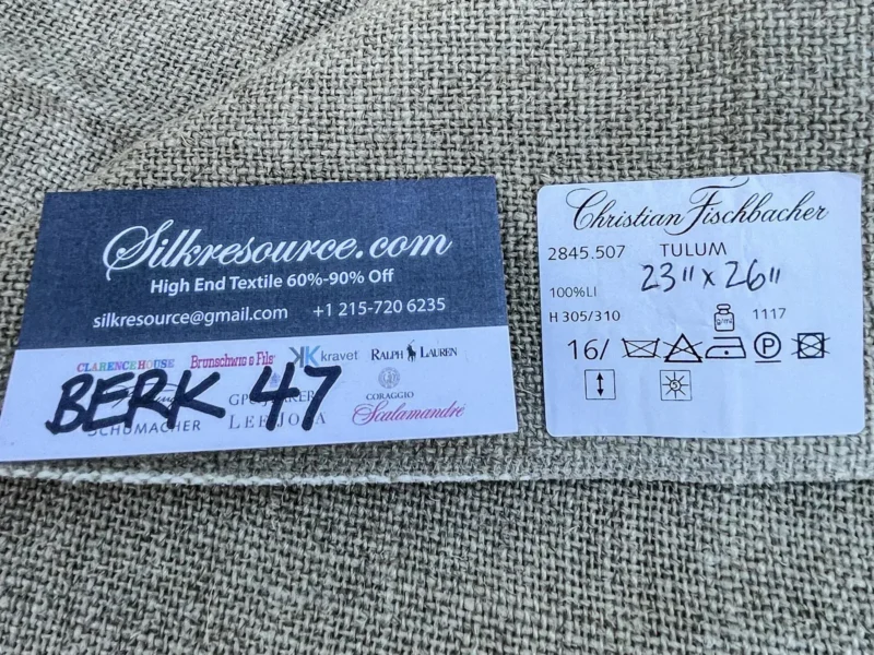 IMG_2521 1 Berkbox47 23x 26" Square Scalamandre TULUM 100% Linen Beige Texture Solid