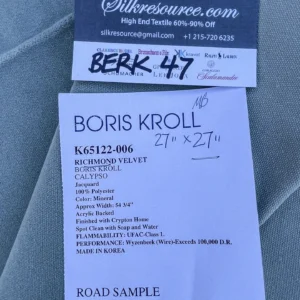 IMG_2549 15 Berkbox47 27″x 27″ Square Boris Kroll Richmond Velvet Mineral 100% Polyester Gray