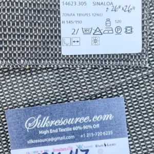 IMG_2566 23 Berkbox47 26″x 26″ Square  Scalamandre  Christian Fischbacher SINALOA Black White Woven