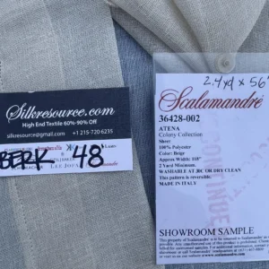 IMG_2711 13 Berkbox48 2.4yard  Scalamandre ATENA Beige Colony Collection Sheer 100% Polyester